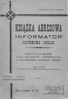 Książka Adresowa, Informator Piotrkowa i okolic. 1931