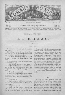 Romans i Powieść. Tygodnik beletrystyczny, ilustrowany. T III. 1882. Nr 72