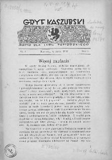 Gryf Kaszubski : pismo dla ludu pomorskiego. Rocznik I, 1931-1932. Nr 8