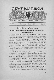 Gryf Kaszubski : pismo dla ludu pomorskiego. Rocznik I, 1931-1932. Nr 10