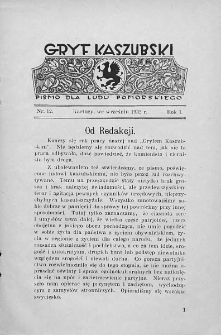 Gryf Kaszubski : pismo dla ludu pomorskiego. Rocznik I, 1931-1932. Nr 12