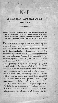 Kronika Literatury Polskiej. Dodatek do Gazety Polskiej. 1828. Nr 1