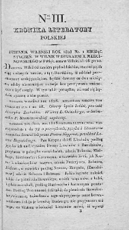 Kronika Literatury Polskiej. Dodatek do Gazety Polskiej. 1828. Nr 3