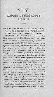 Kronika Literatury Polskiej. Dodatek do Gazety Polskiej. 1828. Nr 4