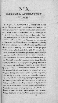 Kronika Literatury Polskiej. Dodatek do Gazety Polskiej. 1828. Nr 10