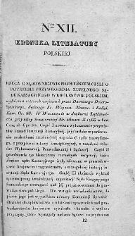 Kronika Literatury Polskiej. Dodatek do Gazety Polskiej. 1828. Nr 12