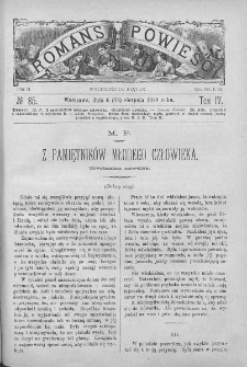 Romans i Powieść. Tygodnik beletrystyczny, ilustrowany. T IV. 1882. Nr 85