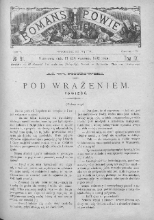 Romans i Powieść. Tygodnik beletrystyczny, ilustrowany. T IV. 1882. Nr 91