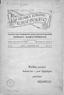 Kronika Powiatu Rohatyńskiego : kwartalnik poświęcony sprawom kulturalnym powiatu rohatyńskiego. 1930, nr 3-4
