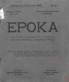 Epoka. Tygodnik poświęcony polityce, sprawom społecznym, literaturze i sztuce. 1922. Nr 12