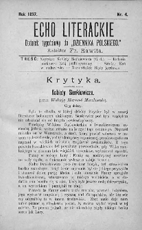 Echo Literackie. Dodatek tygodniowy do Dziennika Polskiego. 1897. Nr 4