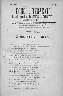 Echo Literackie. Dodatek tygodniowy do Dziennika Polskiego. 1897. Nr 5