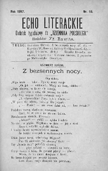 Echo Literackie. Dodatek tygodniowy do Dziennika Polskiego. 1897. Nr 10