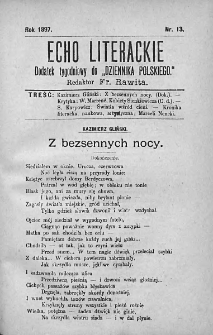 Echo Literackie. Dodatek tygodniowy do Dziennika Polskiego. 1897. Nr 13