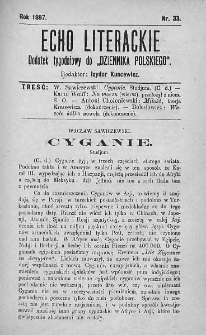 Echo Literackie. Dodatek tygodniowy do Dziennika Polskiego. 1897. Nr 33