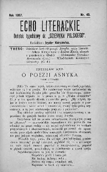 Echo Literackie. Dodatek tygodniowy do Dziennika Polskiego. 1897. Nr 40