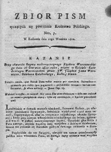 Zbiór Pism tyczących sie powstania Królestwa Polskiego. 1812. Nr 7