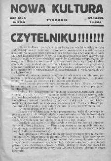 Nowa Kultura : tygodnik. R. II. 1924, nr 9