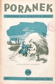 Poranek : tygodnik dla starszych dzieci. 1938. R. I, nr 39