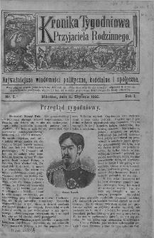 Kronika Tygodniowa do Przyjaciela Rodzinnego : najważniejsze wiadomości polityczne, kościelne i społeczne. 1895, nr 2