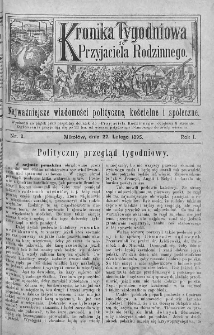 Kronika Tygodniowa do Przyjaciela Rodzinnego : najważniejsze wiadomości polityczne, kościelne i społeczne. 1895, nr 8