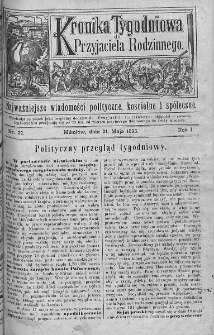 Kronika Tygodniowa do Przyjaciela Rodzinnego : najważniejsze wiadomości polityczne, kościelne i społeczne. 1895, nr 22