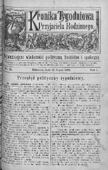 Kronika Tygodniowa do Przyjaciela Rodzinnego : najważniejsze wiadomości polityczne, kościelne i społeczne. 1895, nr 28