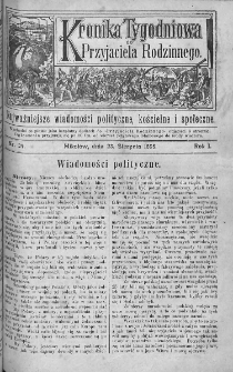 Kronika Tygodniowa do Przyjaciela Rodzinnego : najważniejsze wiadomości polityczne, kościelne i społeczne. 1895, nr 34