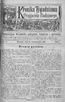 Kronika Tygodniowa do Przyjaciela Rodzinnego : najważniejsze wiadomości polityczne, kościelne i społeczne. 1895, nr 42