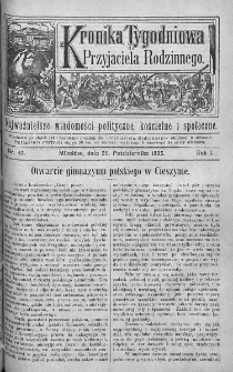 Kronika Tygodniowa do Przyjaciela Rodzinnego : najważniejsze wiadomości polityczne, kościelne i społeczne. 1895, nr 43