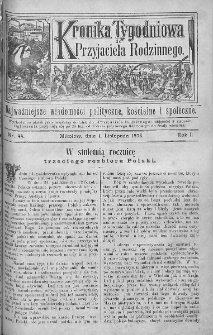 Kronika Tygodniowa do Przyjaciela Rodzinnego : najważniejsze wiadomości polityczne, kościelne i społeczne. 1895, nr 44