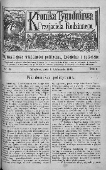 Kronika Tygodniowa do Przyjaciela Rodzinnego : najważniejsze wiadomości polityczne, kościelne i społeczne. 1895, nr 45