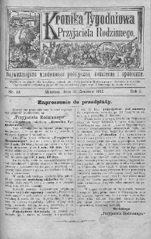 Kronika Tygodniowa do Przyjaciela Rodzinnego : najważniejsze wiadomości polityczne, kościelne i społeczne. 1895, nr 52