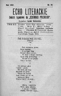 Echo Literackie. Dodatek tygodniowy do Dziennika Polskiego. 1897. Nr 49