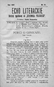 Echo Literackie. Dodatek tygodniowy do Dziennika Polskiego. 1897. Nr 51