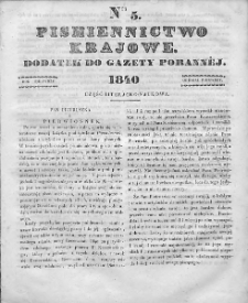 Piśmiennictwo Krajowe : dodatek do Gazety Porannej. 1840. Nr 5