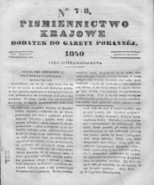 Piśmiennictwo Krajowe : dodatek do Gazety Porannej. 1840. Nr 7 i 8