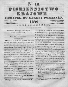 Piśmiennictwo Krajowe : dodatek do Gazety Porannej. 1840. Nr 18