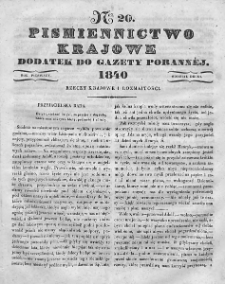Piśmiennictwo Krajowe : dodatek do Gazety Porannej. 1840. T.2. Nr 20