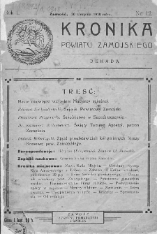 Kronika Powiatu Zamojskiego. 1918, nr 12