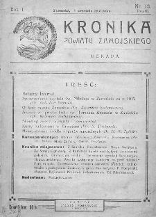 Kronika Powiatu Zamojskiego. 1918, nr 13