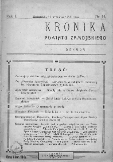 Kronika Powiatu Zamojskiego. 1918, nr 14