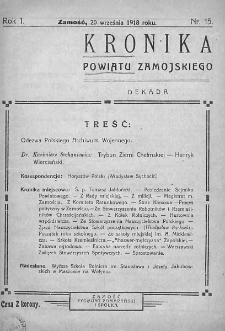 Kronika Powiatu Zamojskiego. 1918, nr 15