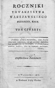 Roczniki Towarzystwa Warszawskiego Przyjaciół Nauk. 1807