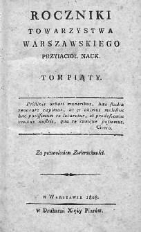 Roczniki Towarzystwa Warszawskiego Przyjaciół Nauk. 1808