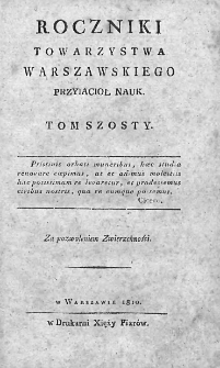 Roczniki Towarzystwa Warszawskiego Przyjaciół Nauk. 1810