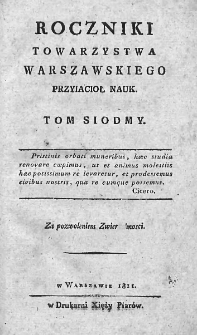 Roczniki Towarzystwa Warszawskiego Przyjaciół Nauk. 1811