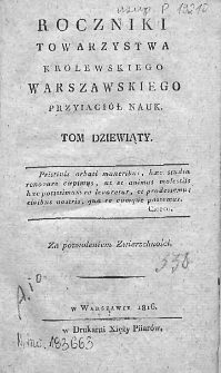Roczniki Towarzystwa Warszawskiego Przyjaciół Nauk. 1816