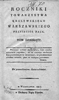Roczniki Towarzystwa Warszawskiego Przyjaciół Nauk. 1817