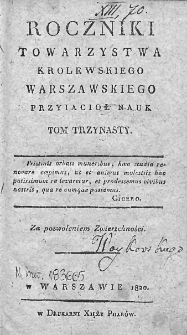 Roczniki Towarzystwa Warszawskiego Przyjaciół Nauk. 1820